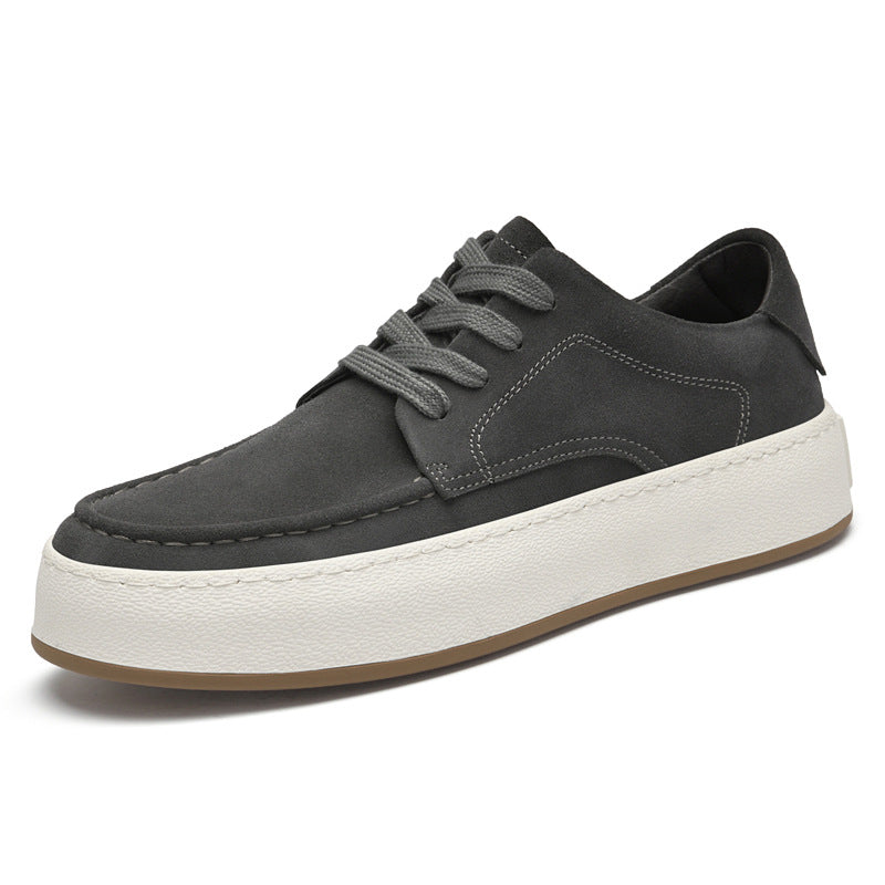 Men’s Solid Color Thick-Soled Low-Top Casual Sneakers
