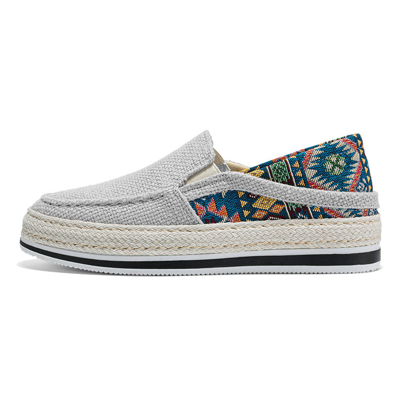 Men’s Canvas Slip-On Breathable Casual Straw Sneakers