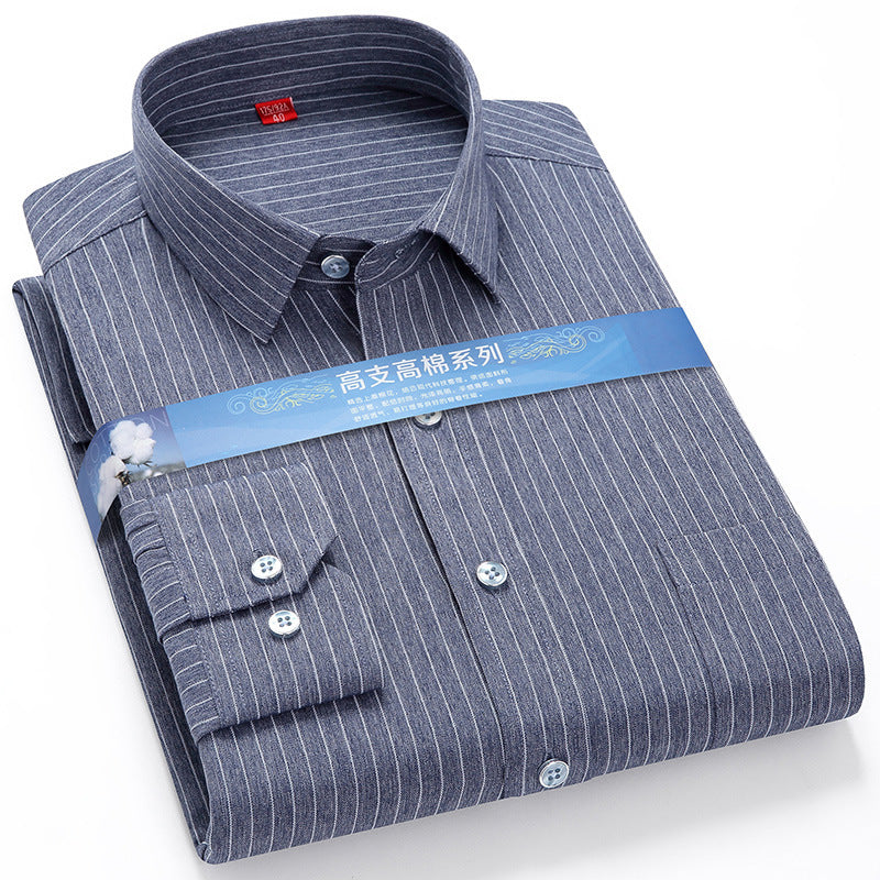 Men’s Striped Polyester Cotton Long Sleeve Casual Shirt