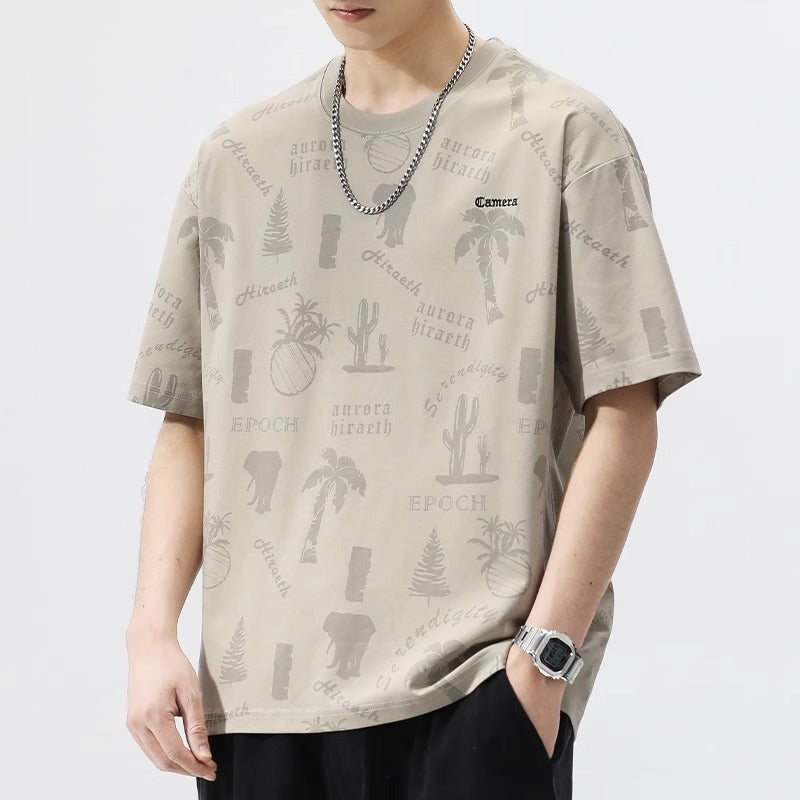 Men’s Quick-Dry Printed Loose Crewneck T-Shirt