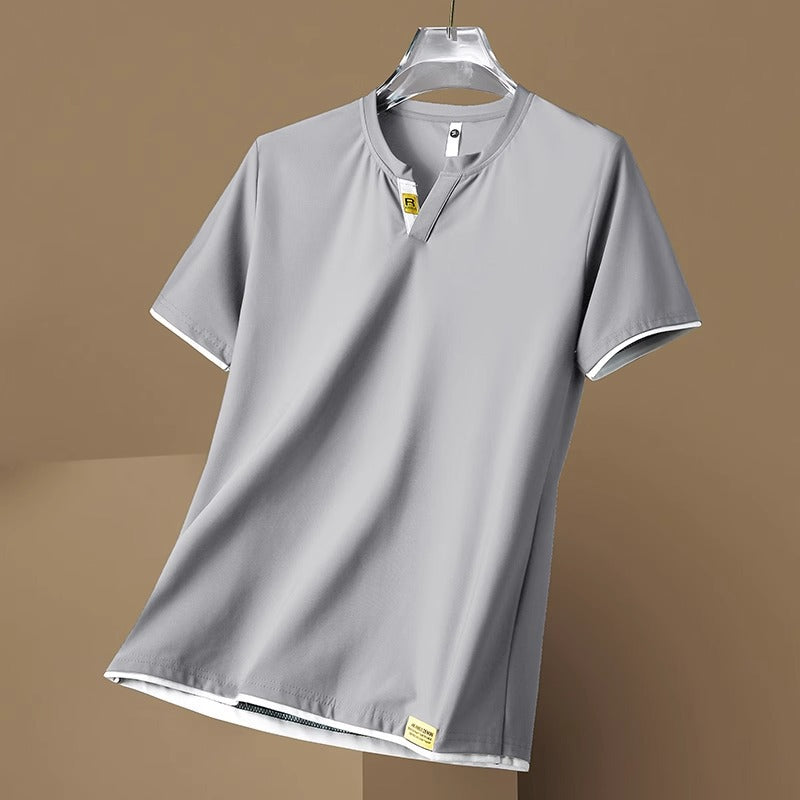 Men’s Ice Silk V-Neck Breathable Summer T-Shirt