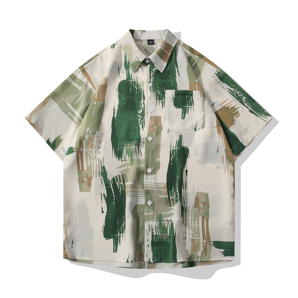 Men's Ice Silk Draped Loose Japanese Casual Shirt