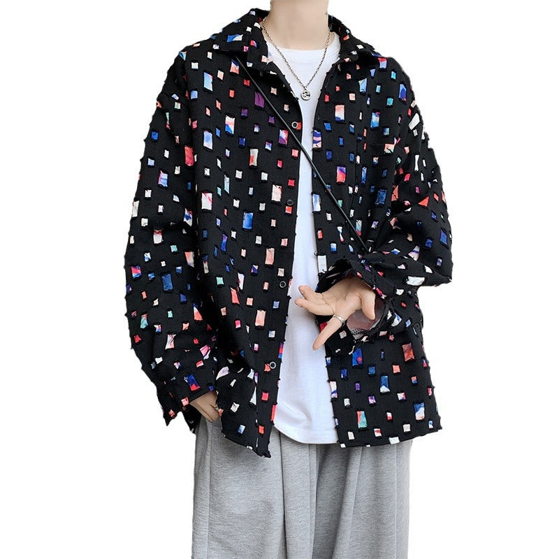 Men's "Ragged" Edge Oversized Casual Shirt – 2024 Spring Collection