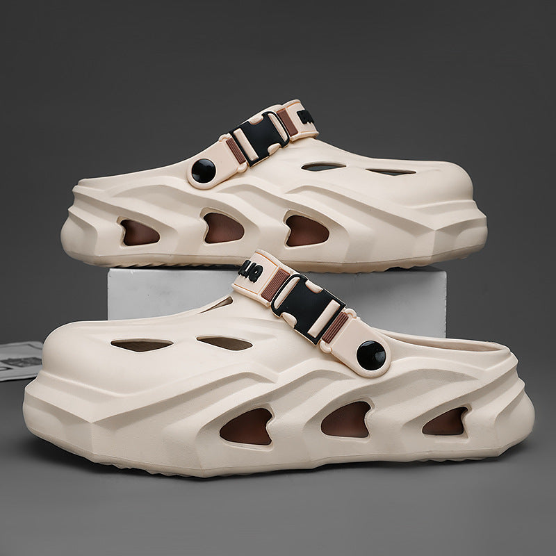 Men’s Color-Blocked Thick-Soled EVA Fashion Beach Clogs