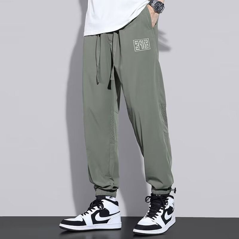 Men’s Ice Silk Mesh Breathable Quick-Dry Tapered Joggers