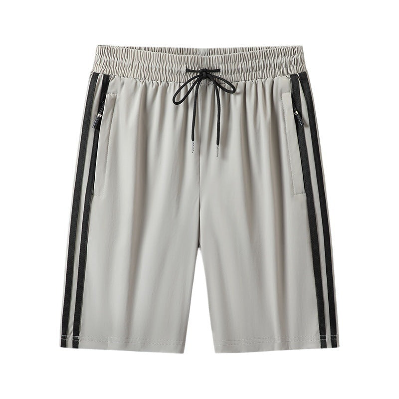 Men’s Premium Ice Silk Quick-Dry Three-Stripe Shorts