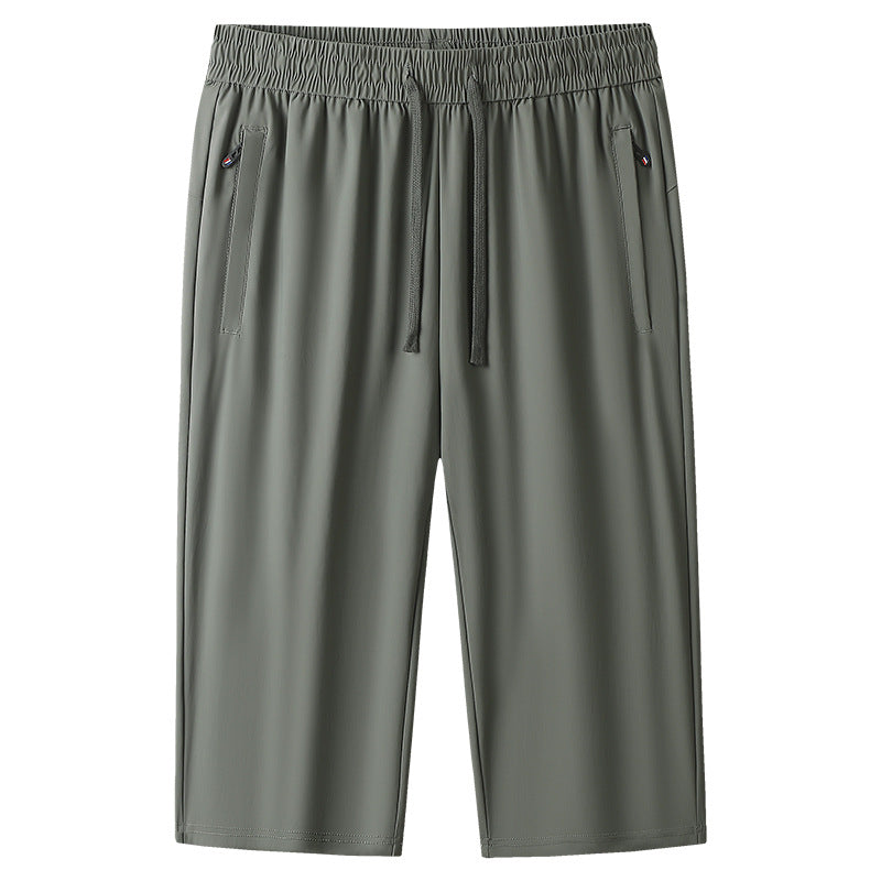 Men’s Premium Straight-Leg Ice Silk Quick-Dry Cropped Pants