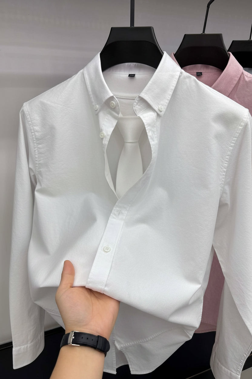 Men's Pure Cotton Oxford Long-Sleeved Button-Down Shirt