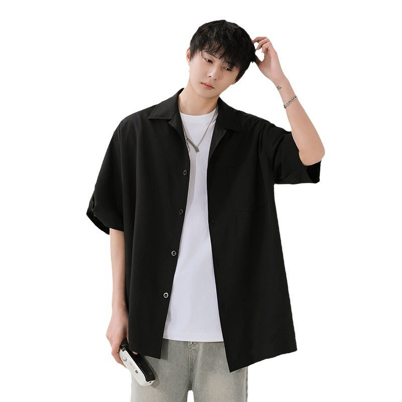 Men's Refined Ice Silk Relaxed Fit Solid Color Shirt Jacket
