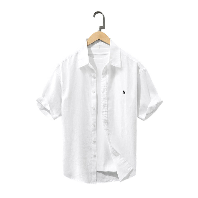 Men's Pure Linen Relaxed Fit Short-Sleeved Casual Shirt