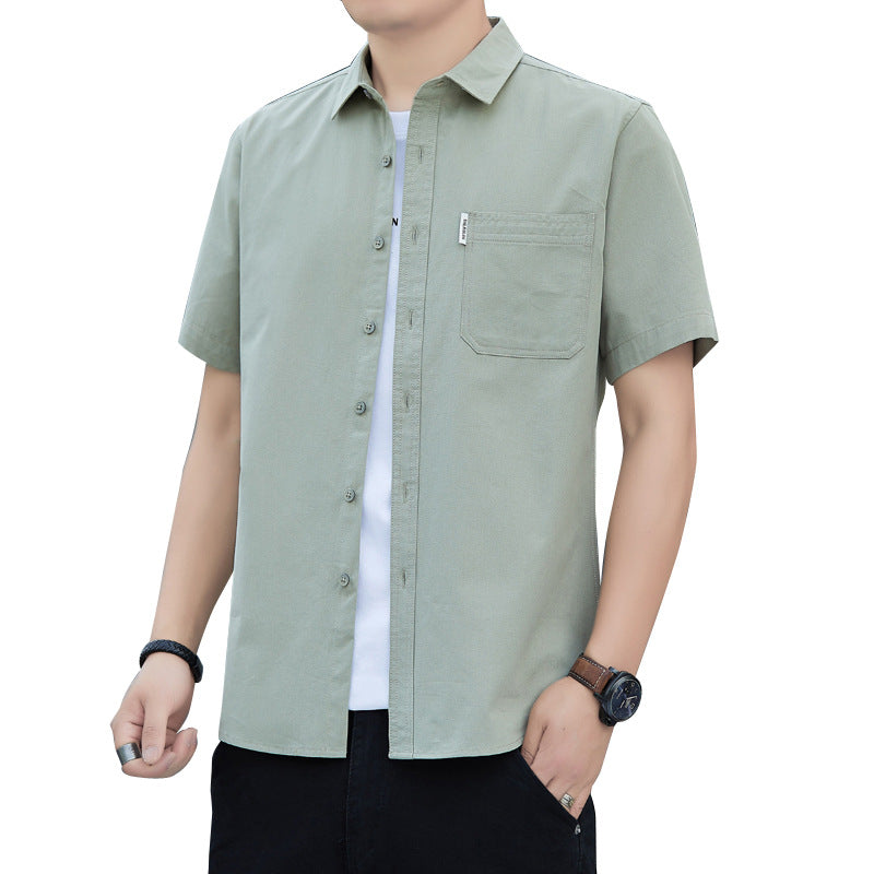 Men's Tailored Cotton Short-Sleeve Washed Shirt Jacket