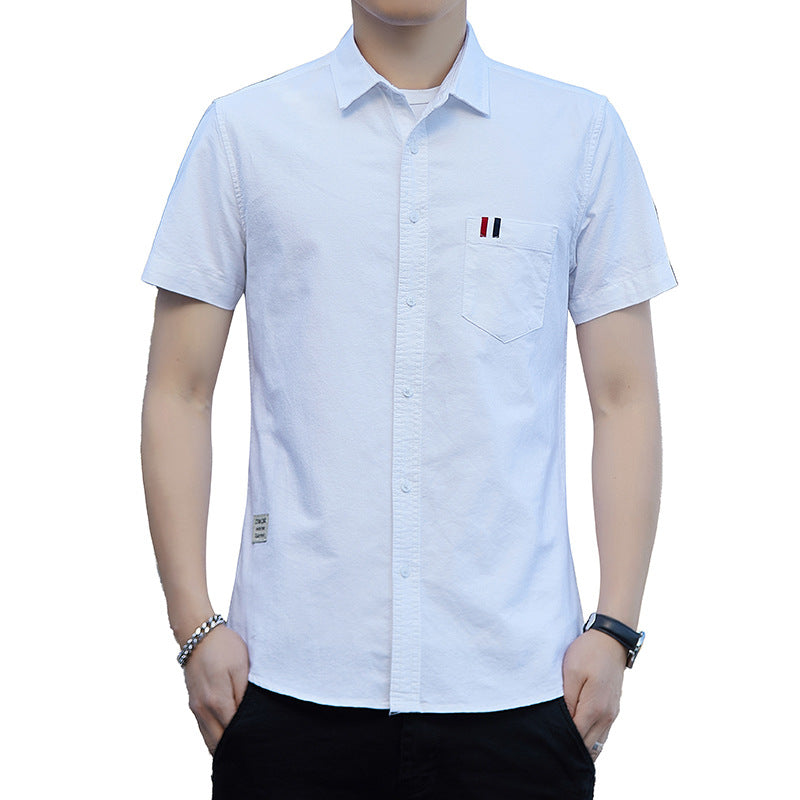 Men's Slim-Fit Oxford Cotton Short-Sleeve Casual Shirt