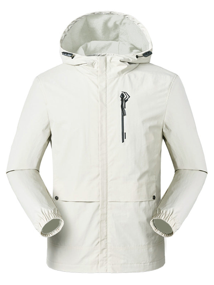 Men’s Hooded Waterproof Single-Layer Mountaineering Jacket