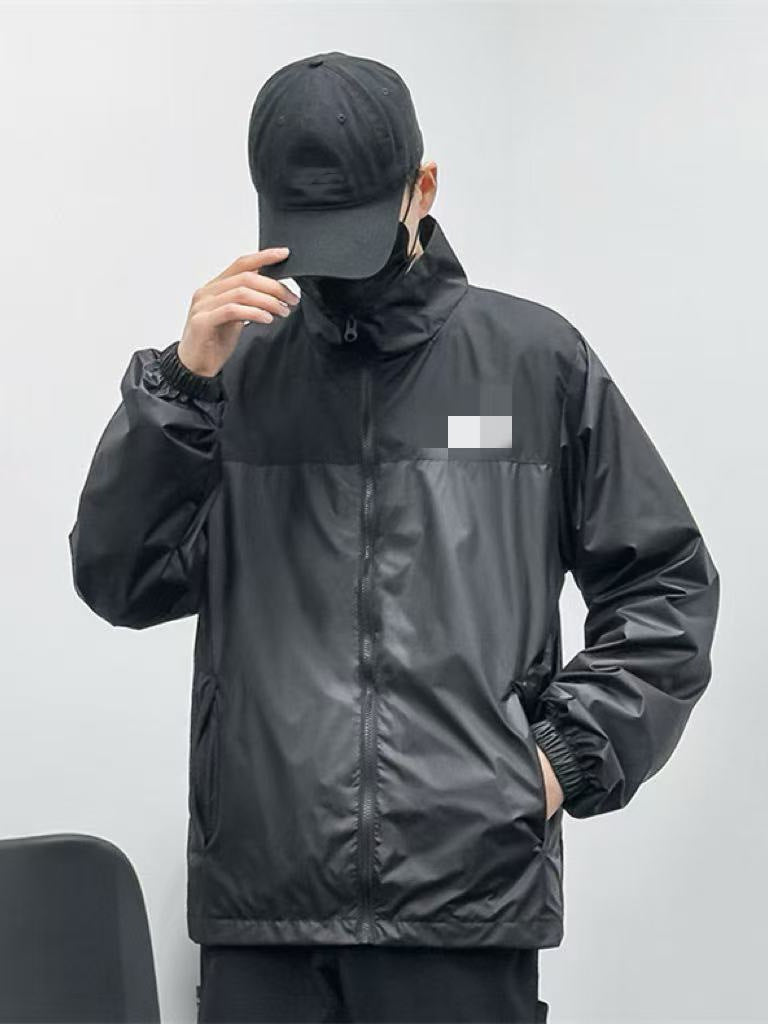 Men’s Color-Block Stand-Collar Windproof Cardigan Jacket