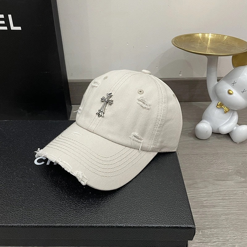 Silver Mark Ripped Baseball Cap - Premium Hip-Hop Street Hat