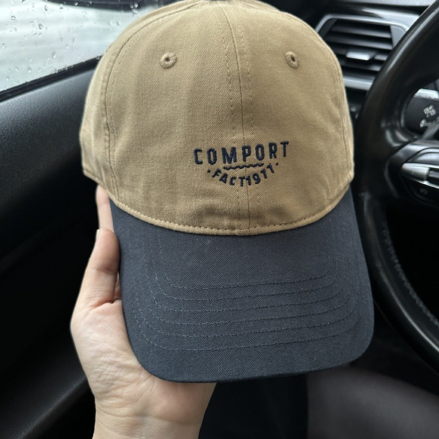 American Retro Contrast Embroidered Cap - Large Circumference Hat