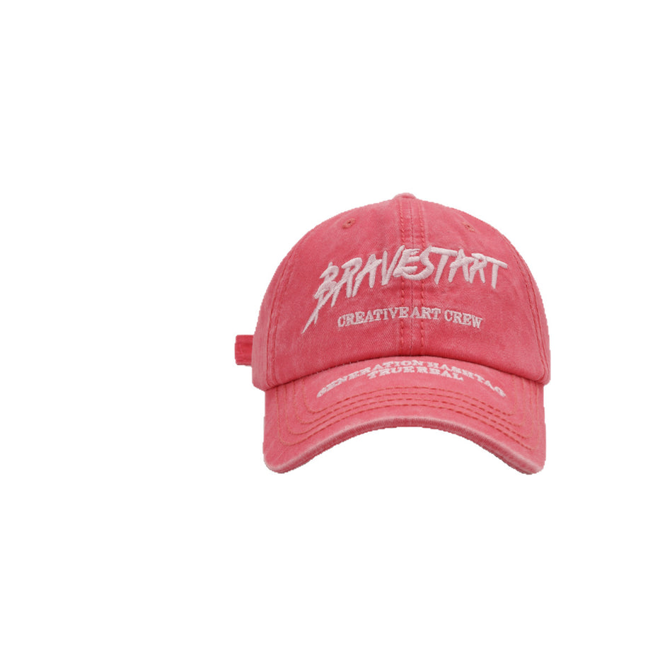 Korean Street Fashion Washed Letter Cap - Unisex Face-Slimming Duckbill Hat