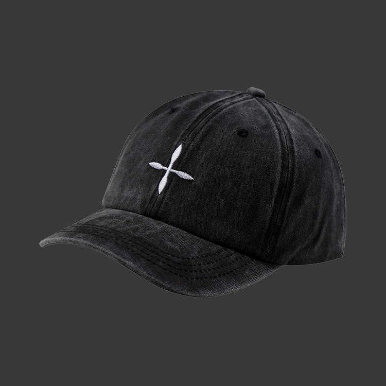 Wncap American-Style Cross Flower Washed Cap - Cement Gray Vintage Hat