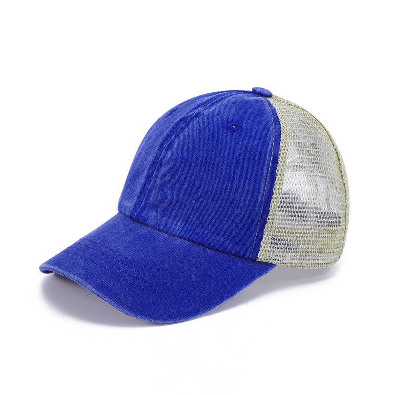 Vintage Distressed Washed Cotton Mesh Baseball Cap