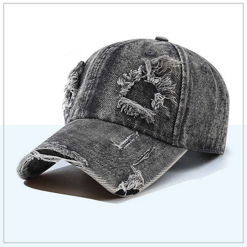 Coated Distressed Denim Vintage Baseball Cap