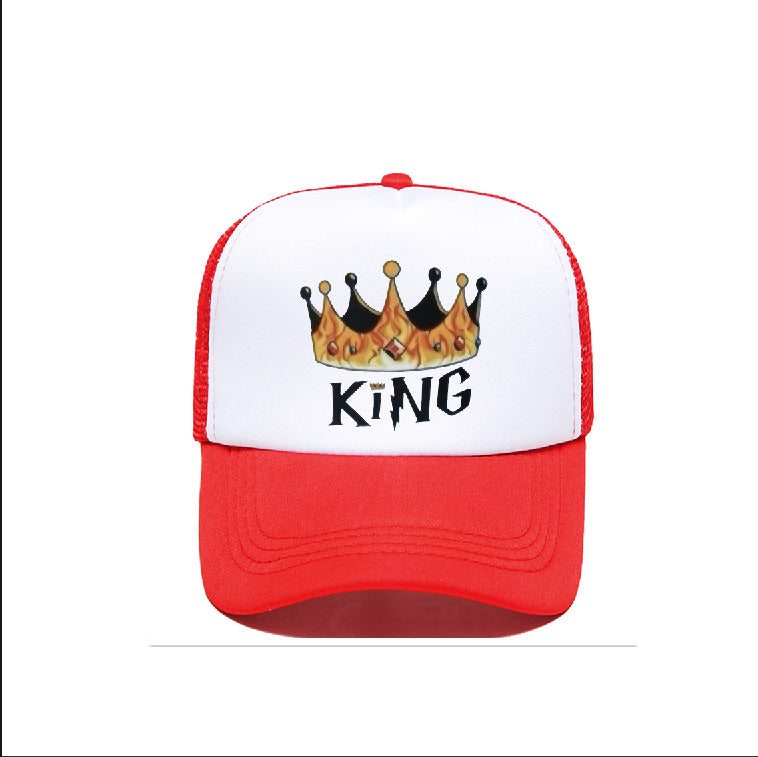 Crown Print Breathable Mesh Trucker Cap with Structured Peak