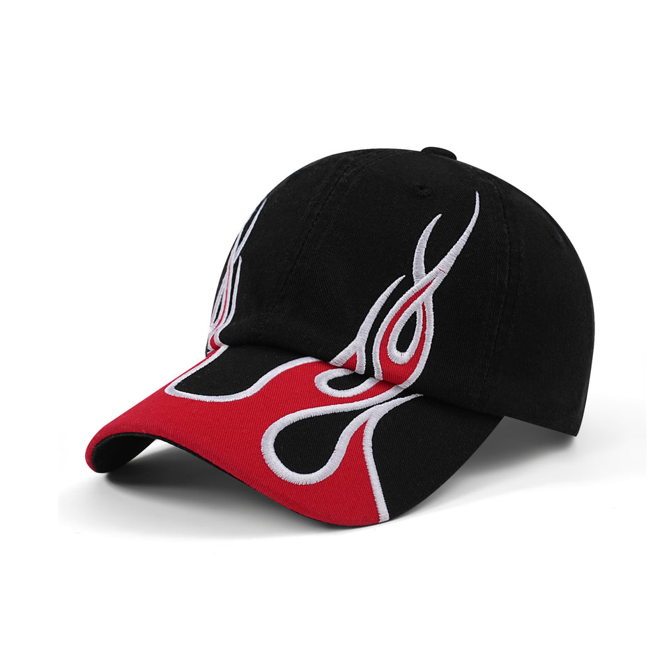 Embroidered Flame Cotton Baseball Cap