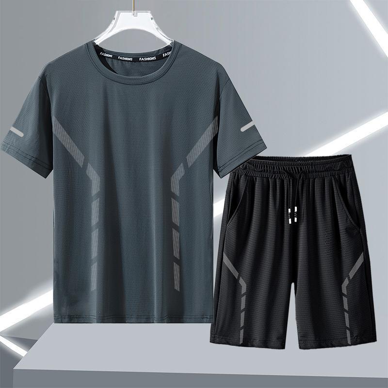 Men’s Ice Silk Quick-Dry Running Set with Breathable Mesh