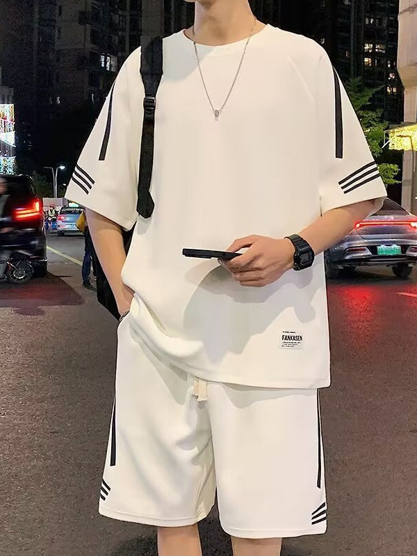 Men’s Ice Silk Breathable T-Shirt and Casual Shorts Set