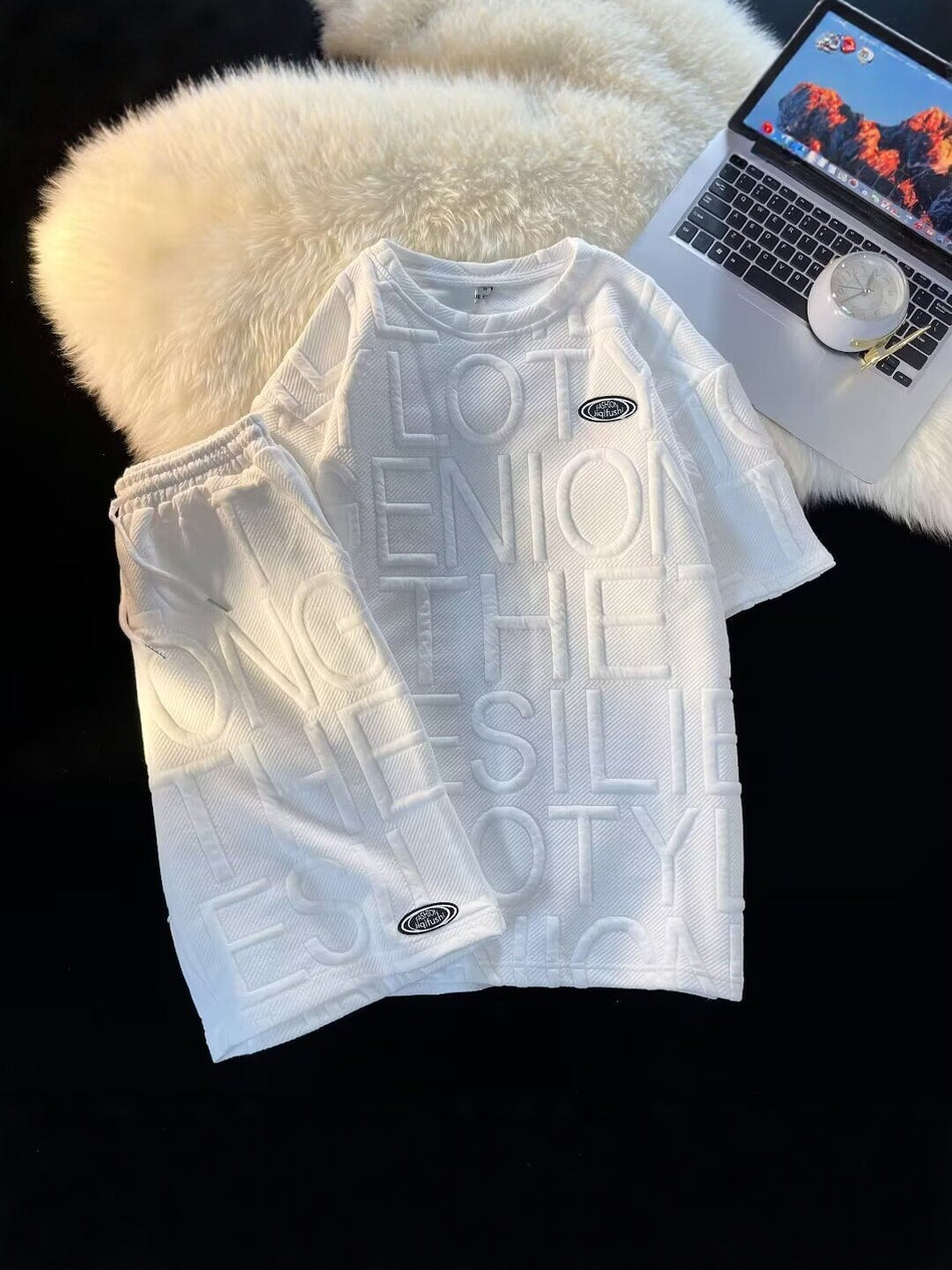 Men’s Waffle Knit Short-Sleeve T-Shirt and Shorts Set