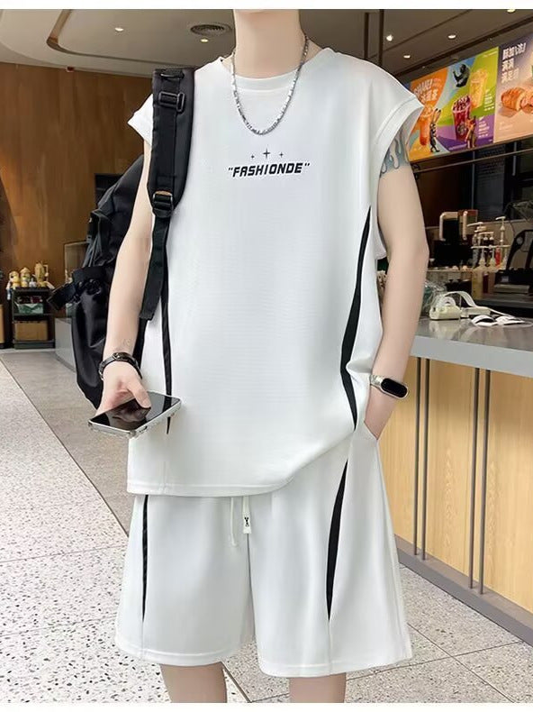 Men’s Ice Silk Quick-Dry Sleeveless Vest and Shorts Set