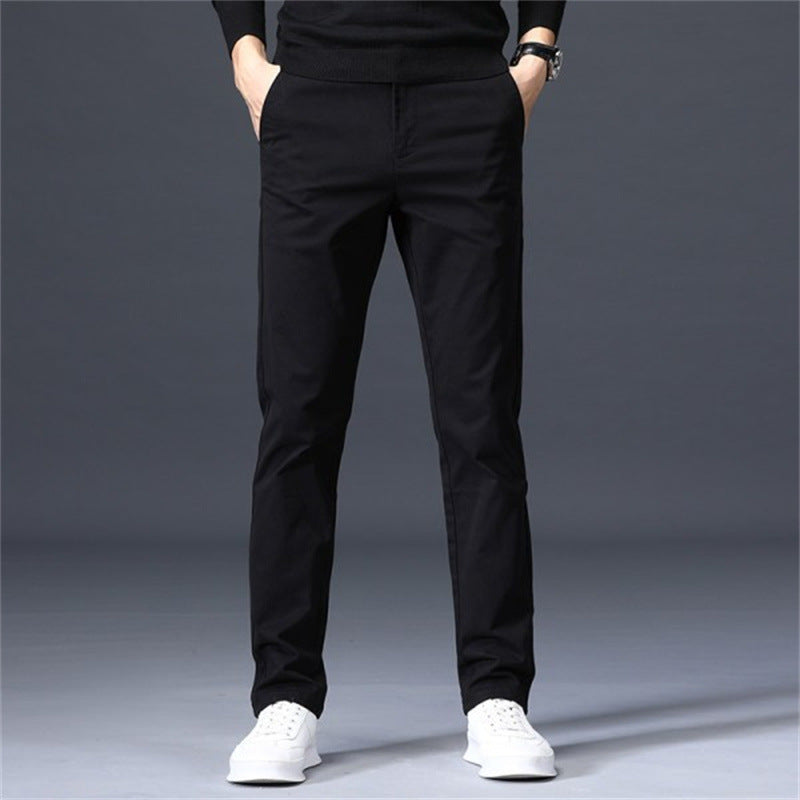 Men’s Pure Cotton Slim-Fit Straight-Leg Business Pants