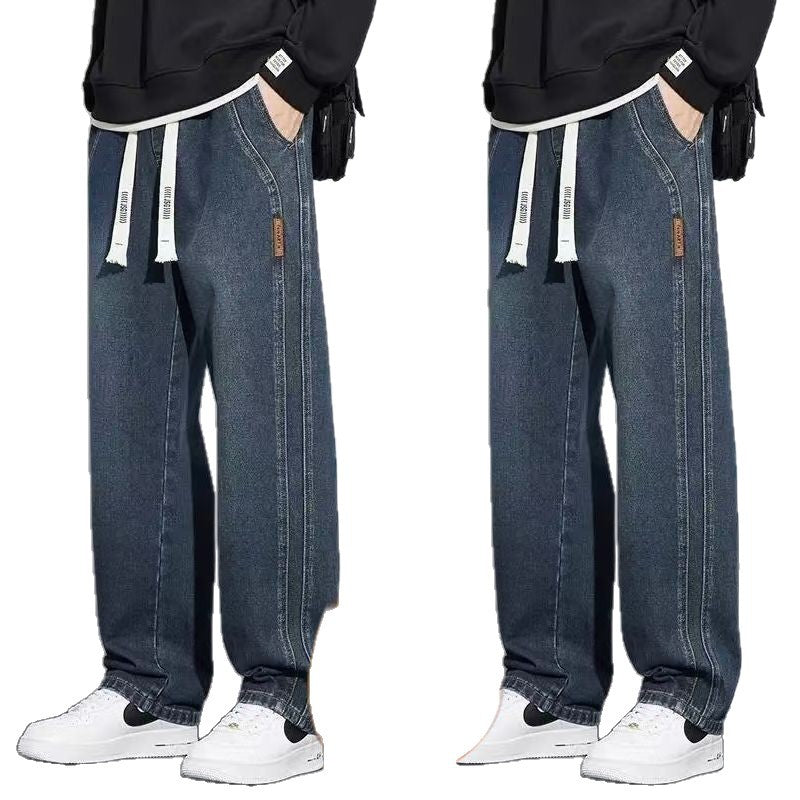 Men’s Fleece-Lined Thickened Straight-Leg Winter Jeans