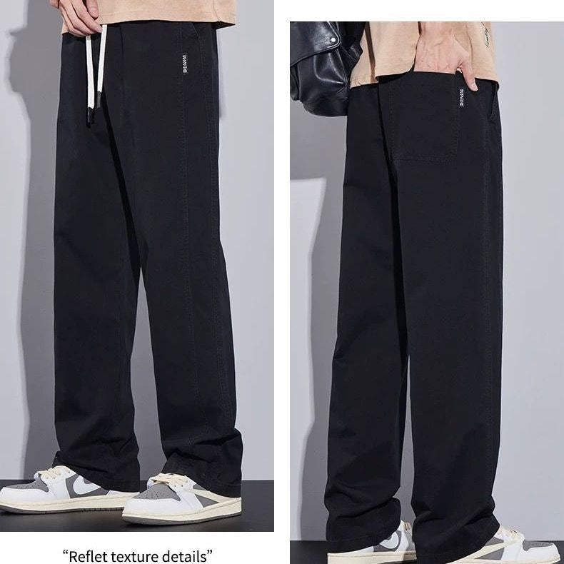 Men’s Pure Cotton Loose Straight-Leg Versatile Work Pants