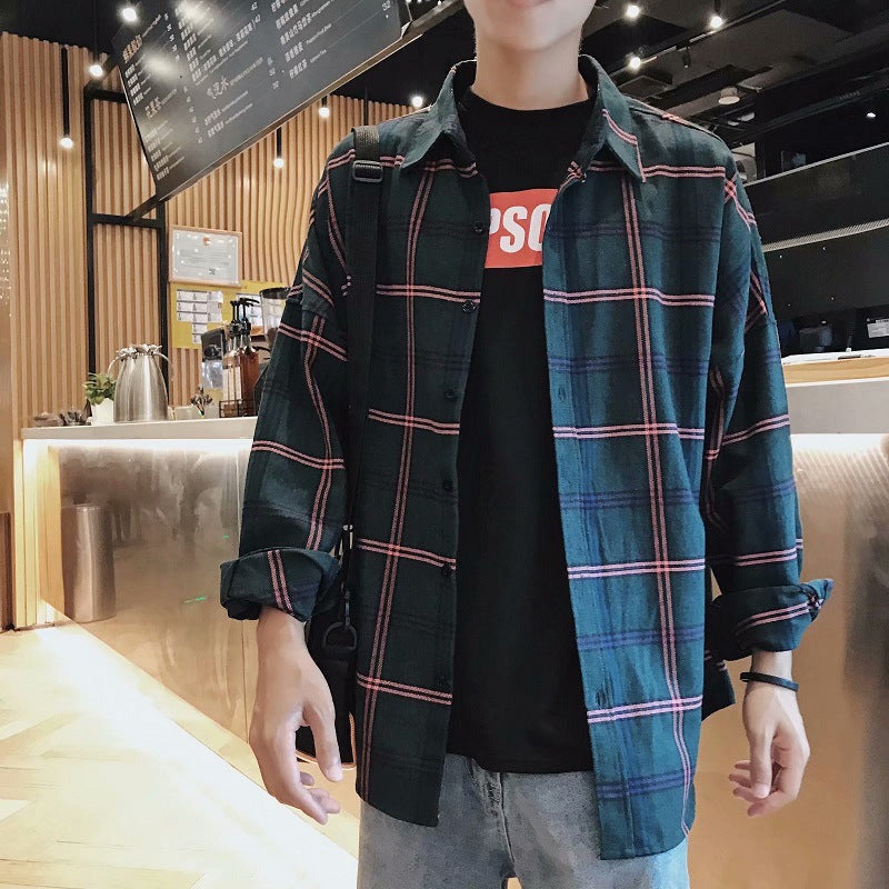 Men’s Trendy Ins-Style Plaid Casual Overshirt
