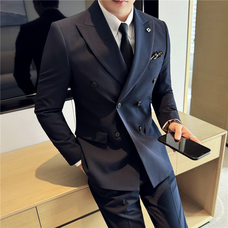 he Executive Heritage Three-Piece Suit | Classic Double-Breasted Tailoring