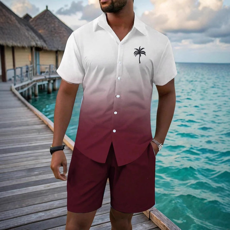 Men's Premium Summer Casual Shirt & Shorts Suit | Simple Fashion Two-Piece Set