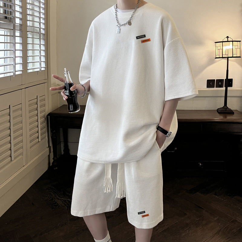Men's Premium Ice Silk Waffle Heavyweight Suit | Loose Fit Summer Casual Sports Two-Piece Set