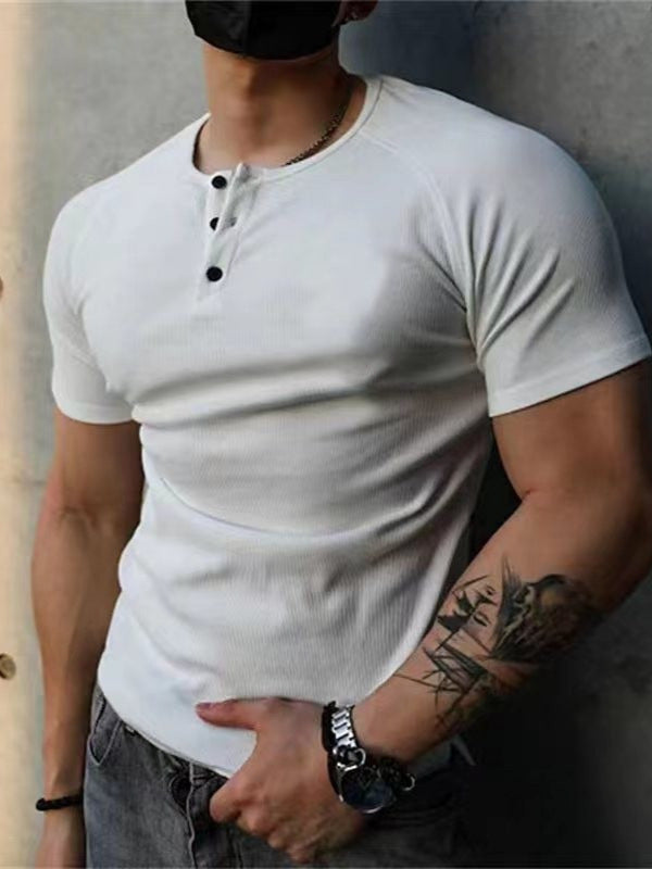 Premium 220g Heavyweight Ice Silk Henley Shirt