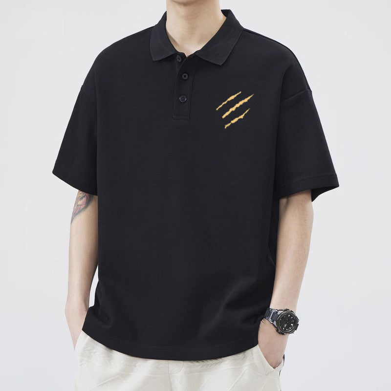 Men's Geometric Print Slim Fit Short Sleeve Polo T-Shirt Summer Casual Top