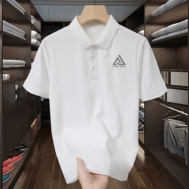 Men's Hong Kong Style Cartoon Print Short Sleeve Polo T-Shirt Oversize Fit