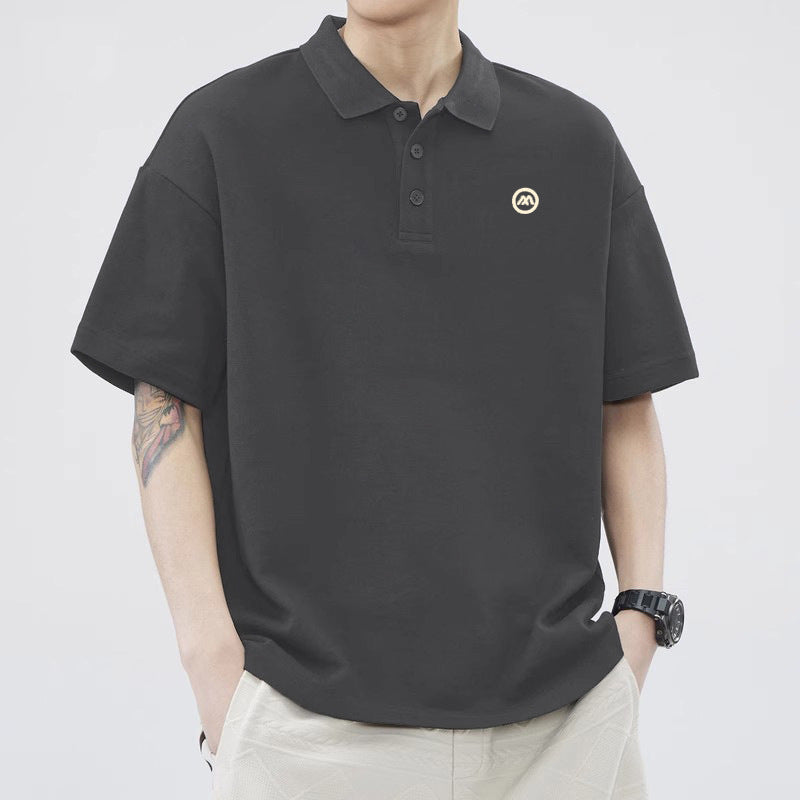 Men's American Style Cartoon Print Short Sleeve Polo T-Shirt Casual Top