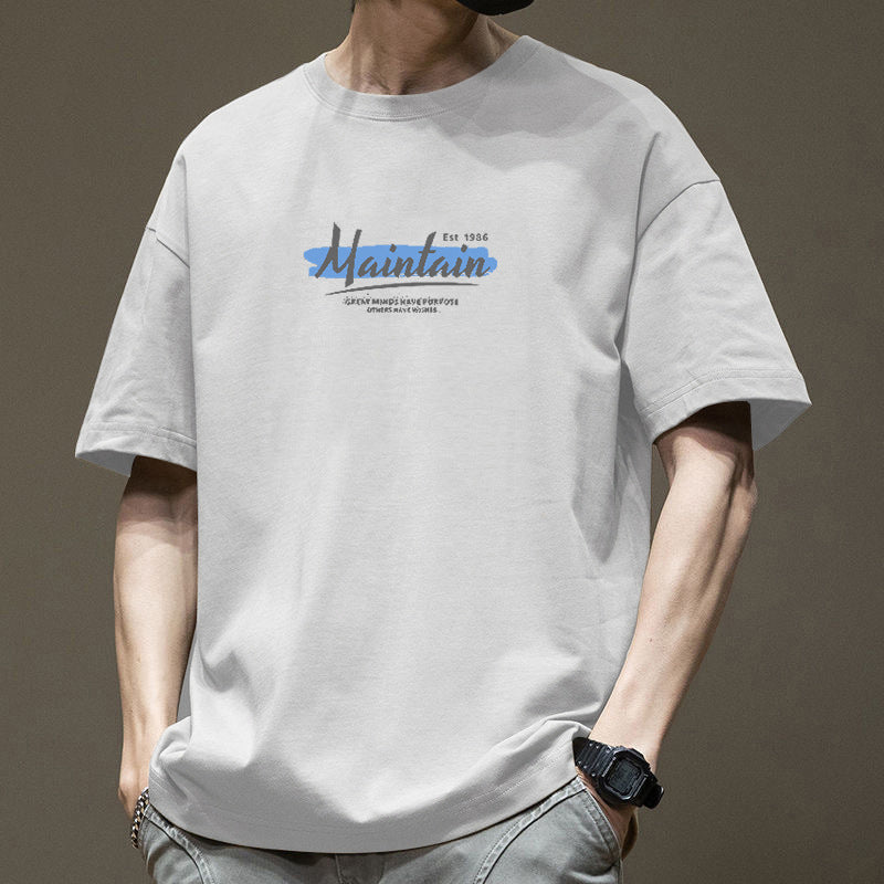 Men's American Retro Pure Cotton Loose Fit Short Sleeve T-Shirt