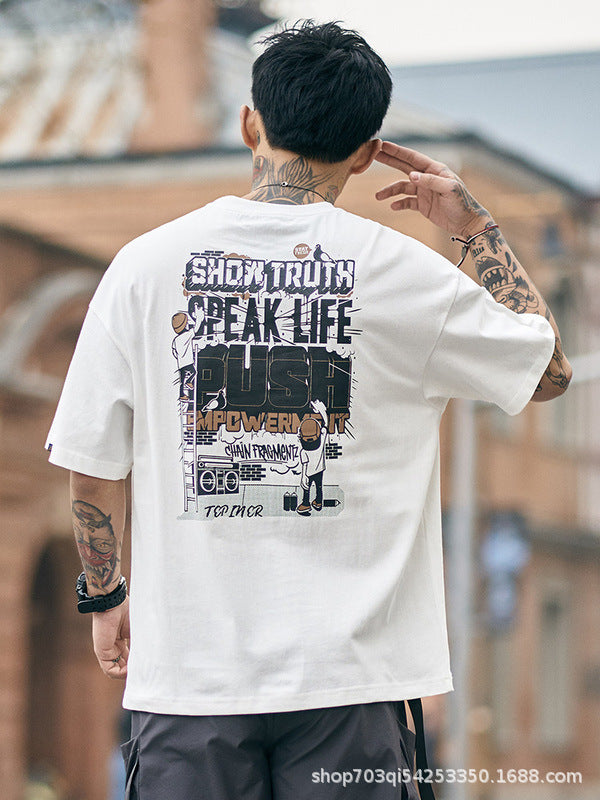Men’s 200g Cotton Loose Fit Printed Short Sleeve T-Shirt