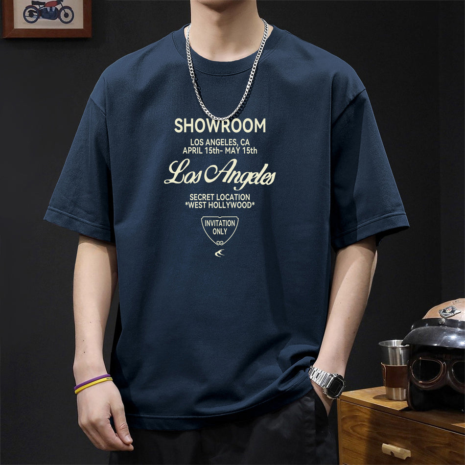 Men’s Heavy Cotton Loose Fit Hong Kong Style T-Shirt Summer Tee