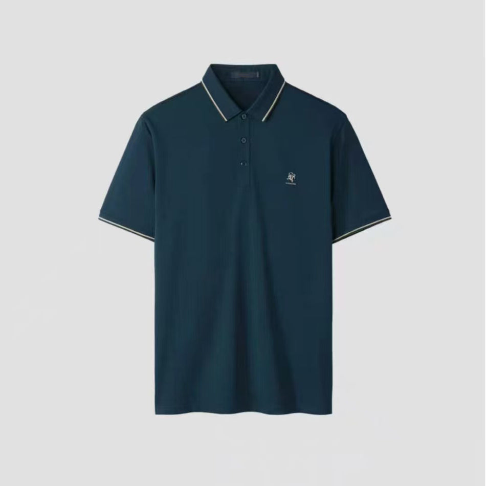 Men’s Silk Cotton Blend Lapel Polo Shirt Business Casual Summer Top