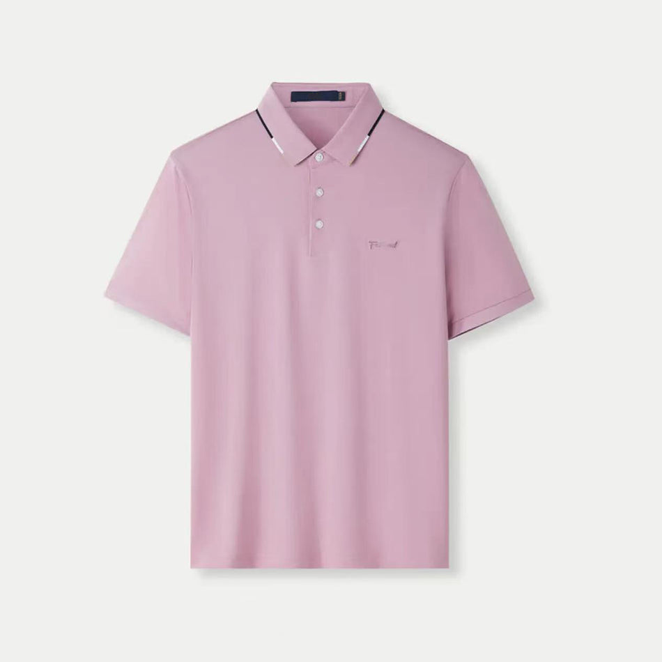 Men’s Mercerized Silk Cotton Slim Fit Polo Shirt Summer Top