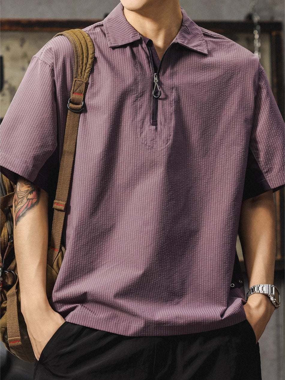 Men's Quick Dry Purple Polo Shirt Summer Slim Fit Outdoor Tee