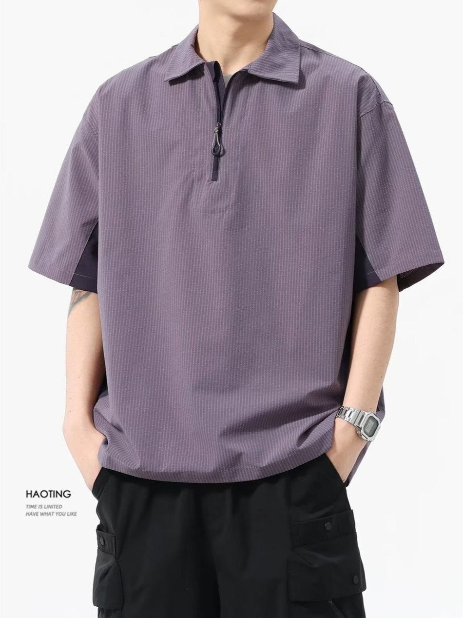 Men's Half Zip Polo Shirt Slim Fit Summer Casual Trendy Top