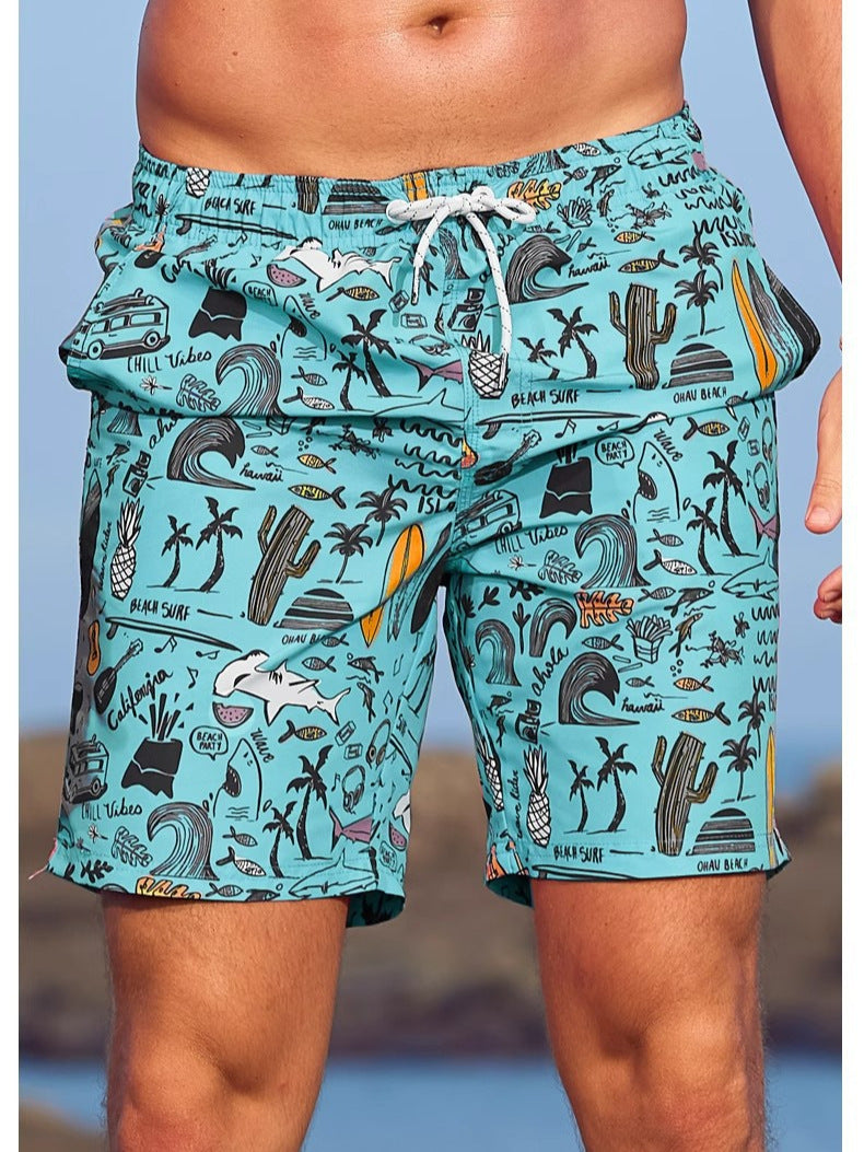 Floral Print Surf Shorts for Men in Relaxed Beachwear Style