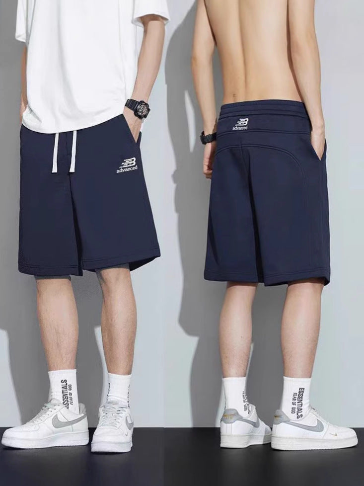 Men Embroidered Ice Silk Knee Length Shorts for Casual Summer Wear
